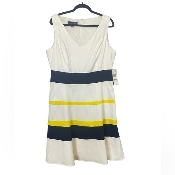 NWT  Black Label Evan Picone Nautical Classic Cruise Fit & Flare Dress Size 14 - Picture 1 of 13